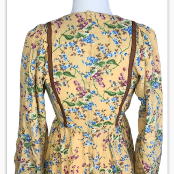 1970's Jody T Vintage Maxi Dress 7 Cottagecore Prairie Hippie Granny - Picture 8 of 12